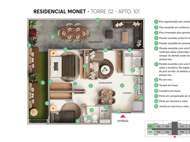 Imagem 14: Monet - Fase 1 Apartamento com 2 dormitórios