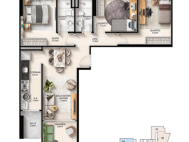 Imagem 2: Kalea Residence Apartamento com 3 dormitórios