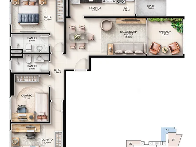 Imagem 3: Kalea Residence Apartamento com 3 dormitórios