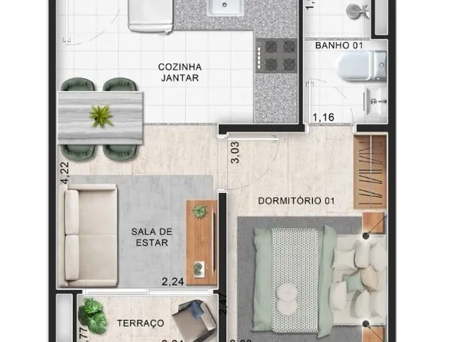 Imagem 2: Algarve Apartamento com 2 dormitórios