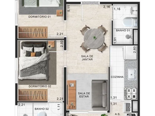 Imagem 4: Algarve Apartamento com 2 dormitórios
