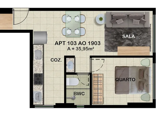 Imagem 3: Haus Smart Apartamento com 1 dormitório