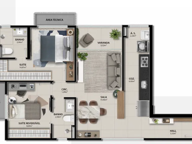 Imagem 3: AIR@225 Apartamento com 2 dormitórios