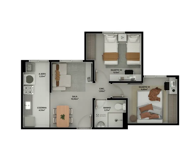 Imagem 4: Vista Tropical Apartamento com 2 dormitórios