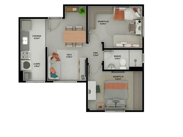 Imagem 7: Vista Tropical Apartamento com 2 dormitórios