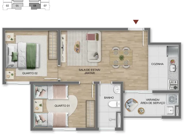 Imagem 2: Sou Viver Up Apartamento com 2 dormitórios