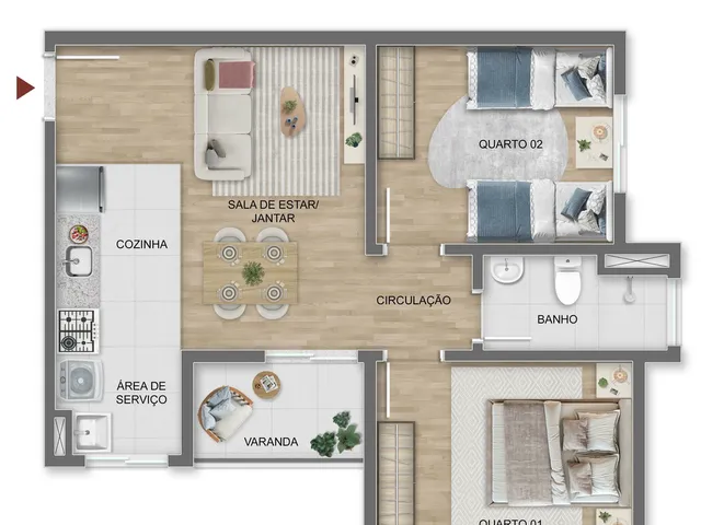 Imagem 3: Sou Viver Up Apartamento com 2 dormitórios