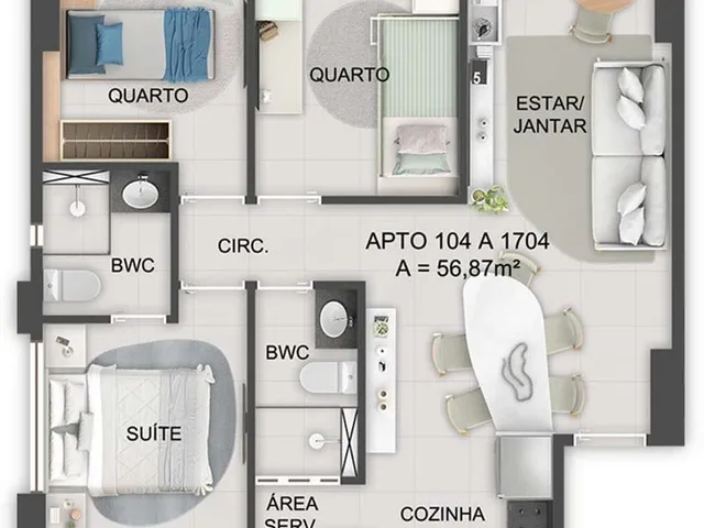Imagem 3: Vivenza Apartamento com 2 dormitórios