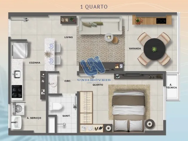 Imagem 15: Ocean House 2 Quarto sendo 1 suíte com varanda e vista mar 58,43m2 em Jaguaribe