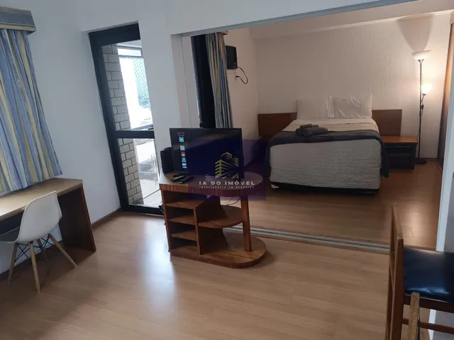 Imagem: O studio possui 1 Dormitório, 1 Suíte, 1 Banheiro, 1 Vaga