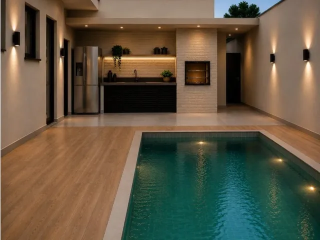 Imagem 7: Casa Térrea de Alto Padrão com 3 Suítes, Piscina e Pé-Direito Duplo no Condomínio