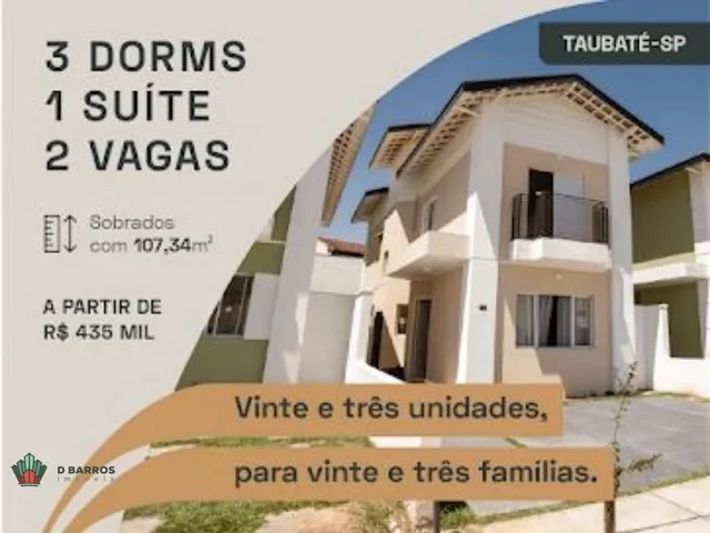 Imagem 1: D Barros Imoveis Disponibiliza Sobrados para Venda em Condominio na Vila São Geraldo em Taubaté