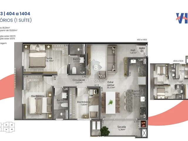 Imagem 2: Apartamento de 3 Dormitórios com Suíte no Residencial VITA - Santa Cruz do Sul