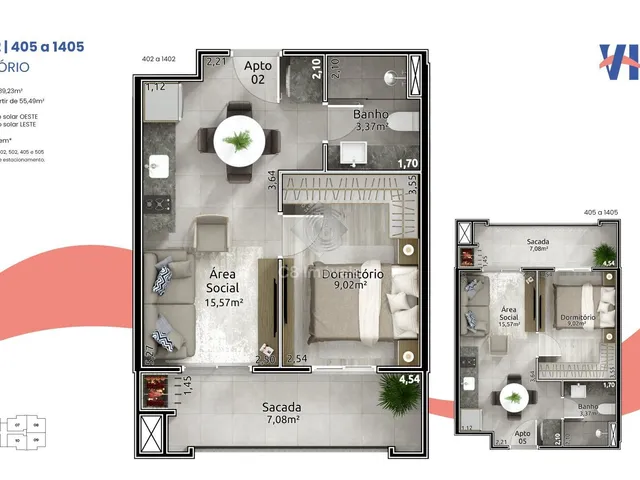 Imagem 2: Apartamento 1 Dormitório no Residencial VITA em Santa Cruz do Sul - RS