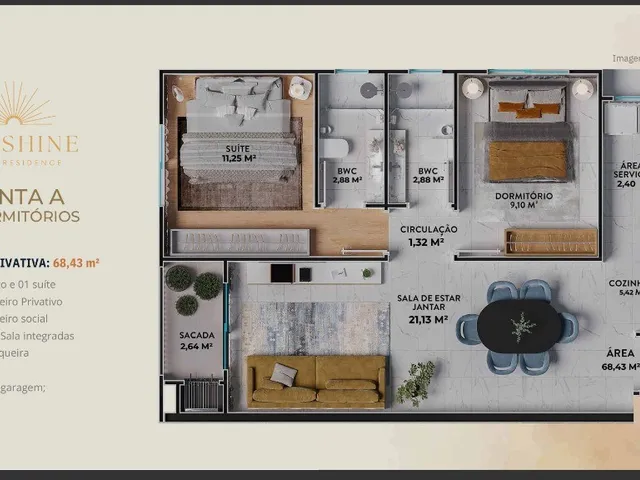 Imagem 5: SUNSHINE STATE RESIDENCE - APARTAMENTO 02 ODRMITÓRIOS, SENDO 01 SUÍTE - NO CENTRO DE