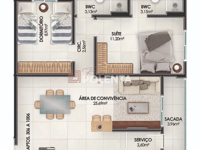 Imagem 4: MONTPELLIER RESIDENCIAL. Ar-condicionado, Área de serviço, 69m² de...