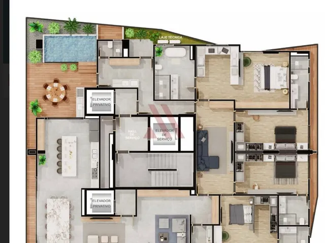 Imagem 3: Cobertura no Setor Marista 4 Suítes, Piscina Privativa e Vista Definitiva para o Parque