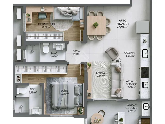 Imagem 12: Living 360 Apartamento com 2 dormitórios