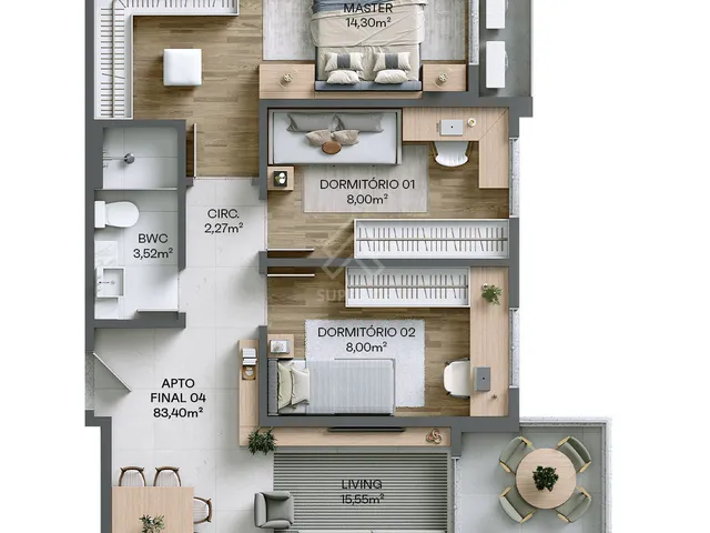 Imagem 2: Living 360 Apartamento com 2 dormitórios