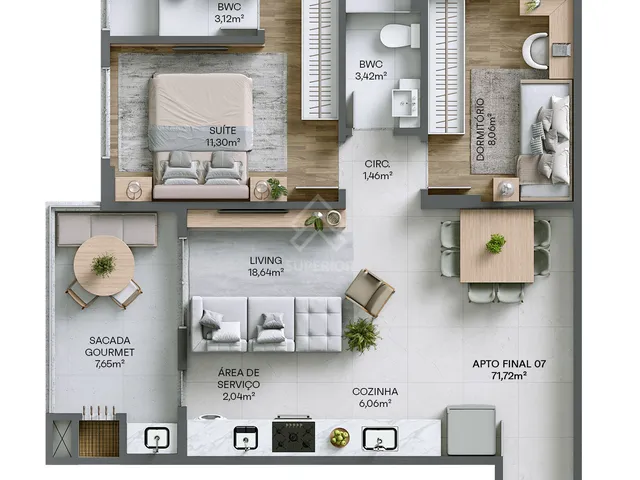 Imagem 8: Living 360 Apartamento com 2 dormitórios