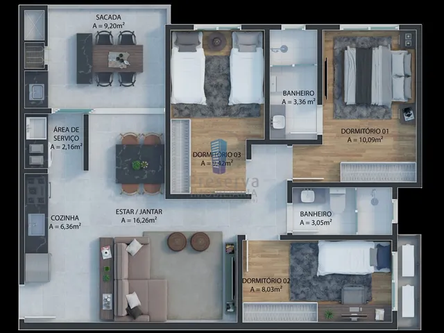 Imagem: Apartamento 03 dormitorios no Dom Bosco