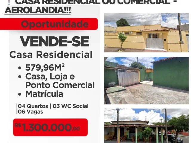 Imagem: VENDE- SE CASA/ LOJA/ RESTAURANTE EM AEROLÂNDIA!!!