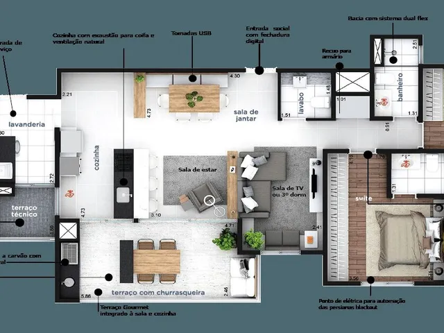 Imagem 12: Apartamento Alto Padrão 105 M² - 3 Dormitórios Sendo 2 Suítes - 2 Vagas À Venda no Bairro Vila Assunção - Santo André/Sp
