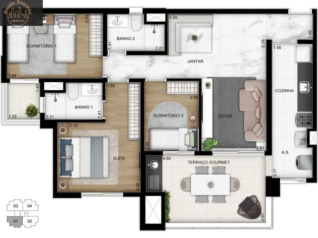 Imagem 14: Apartamento 87 M² - 3 Dormitórios (1 Suíte) - 2 Vagas - Varanda Gourmet À Venda no Bairro Vila Bastos - Santo André/Sp