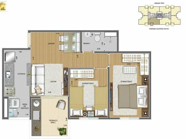 Imagem 13: Apartamento 52 M² - 2 Dormitórios - 2 Vagas - Terraço Grill -A-Venda-Em-Vila-Humaita-Santo-Andre-Sp