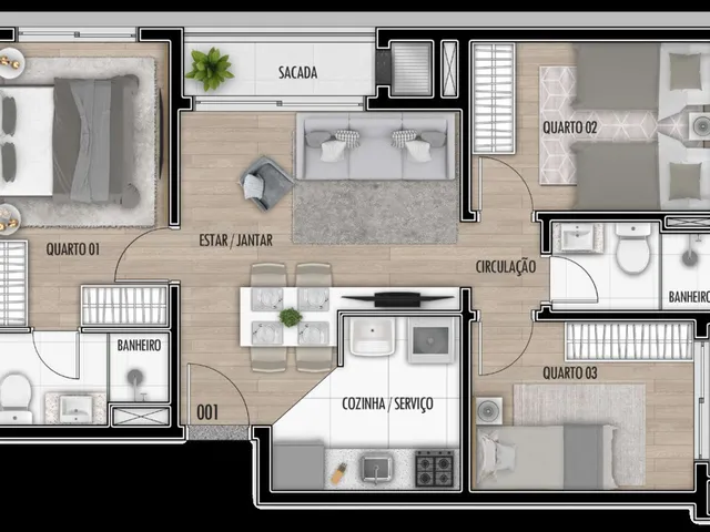 Imagem 11: Apartamento Padrão no santa Cândida Próximo Ao Terminal, Unidade Promocional