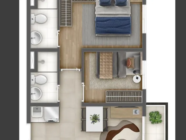 Imagem 13: Ares do Horto Ipê Amarelo | Construtora Plano e Plano | 35 Metros | 02 Dormitórios | com Varanda