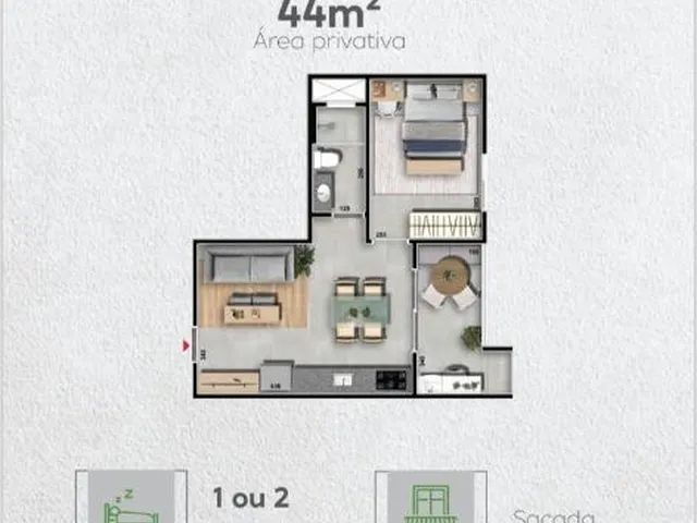 Imagem 9: Apartamento à venda em Cuiabá-MT, Bosque da Saúde: 2 quartos, 1 suíte, 1 sala, 2