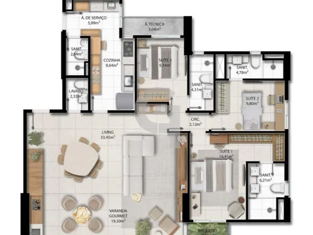 Imagem 12: Apartamento com 4 quartos sendo 2 suítes, varanda gourmet e lazer completo no Dom Horto