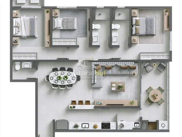 Imagem 9: Apartamentos de 120 a 122 M² com 3 Dormitórios