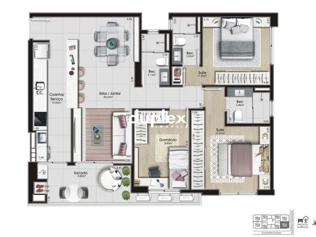 Imagem 12: APARTAMENTO 3 DORMITÓRIOS SENDO 2 SUÍTES COM 2 VAGAS NO KOBRASOL