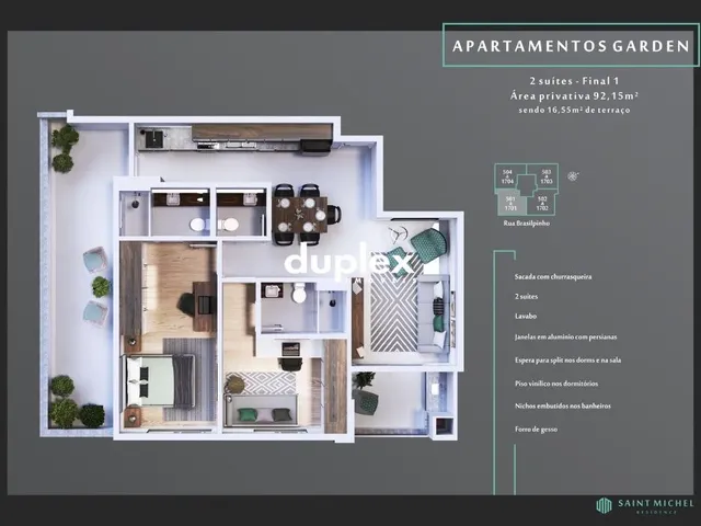 Imagem 3: APARTAMENTO 2 DORMITÓRIO SENDO 2 SUÍTES COM 1 VAGA DE GARAGEM NO KOBRASOL