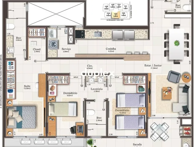 Imagem 4: HOME CLUB COM 3 DORMITÓRIOS SENDO 1 SUÍTE + 2 DEMI-SUÍTES, LAVABO E 2 VAGAS EM