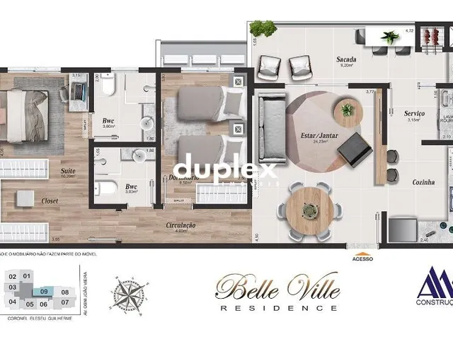 Imagem 9: APARTAMENTO COM 2 DORMITÓRIOS SENDO 1 ou 2 SUÍTES, LAVABO E 1 VAGA EM CAMPINAS