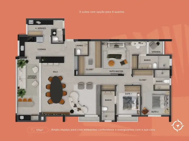 Imagem 4: Santorini Apartamento com 3 dormitórios