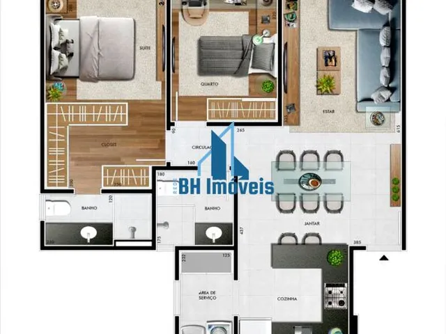 Imagem 12: Apartamento Área Privativa 2 Quartos e 2 Vagas no Bairro Castelo - Belo Horizonte/Mg