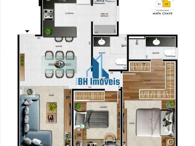 Imagem 13: Apartamento Área Privativa 2 Quartos e 2 Vagas no Bairro Castelo - Belo Horizonte/Mg