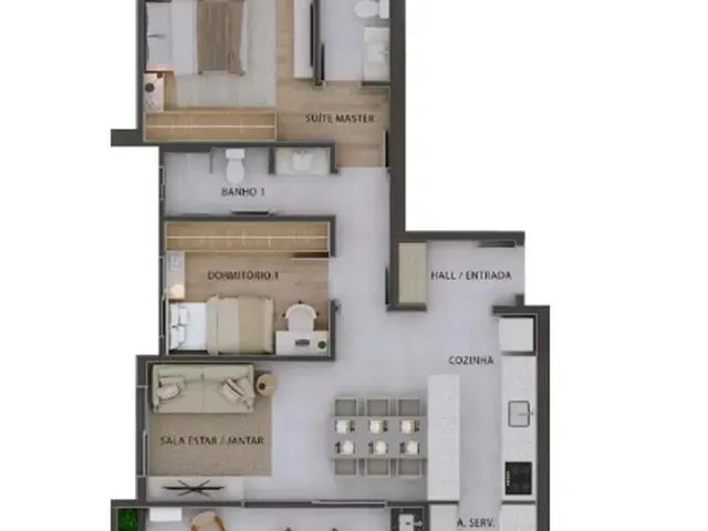 Imagem 12: Empreendimento no bairro Vila Izabel com apartamentos modernos de 1 e 2 quartos, algumas