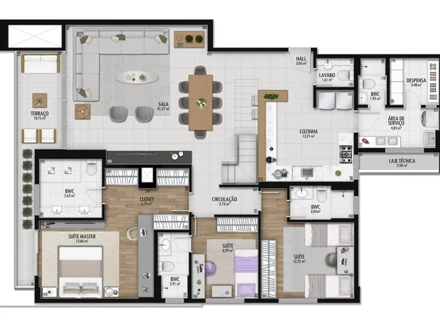 Imagem 3: Apartamentos com 3 suítes, 160 m² de área privativa e 2 vagas na garagem. Coberturas