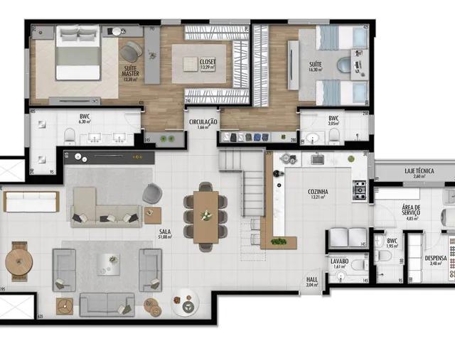 Imagem 4: Apartamentos com 3 suítes, 160 m² de área privativa e 2 vagas na garagem. Coberturas