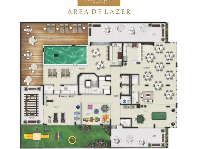 Imagem 6: Um empreendimento com ampla sacada, área de lazer mobiliada e decorada com revestimento