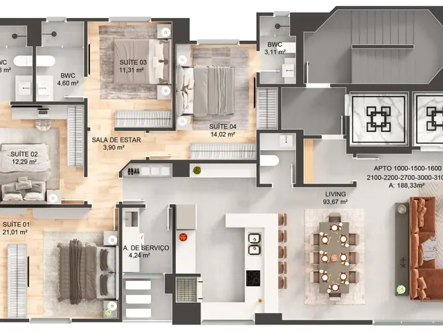 Imagem 11: Sua vida merece um estilo alto padrão. Pensando nisso, o apartamento conta com living
