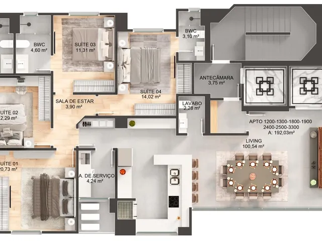 Imagem 12: Sua vida merece um estilo alto padrão. Pensando nisso, o apartamento conta com living