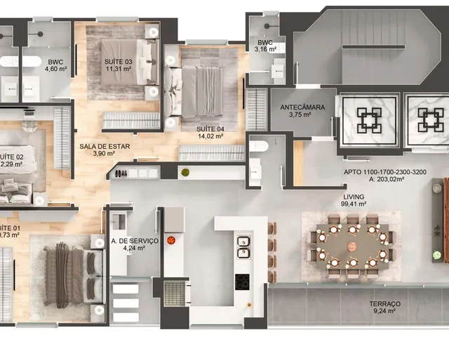 Imagem 15: Sua vida merece um estilo alto padrão. Pensando nisso, o apartamento conta com living