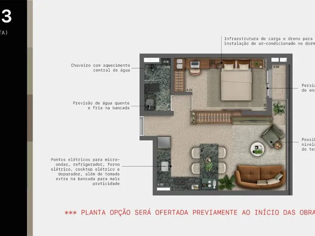 Imagem 13: Lisbô Pinheiros | Construtora Benx | Lançamento | 41 Metros | 01 Suíte | Lavabo com Varanda
