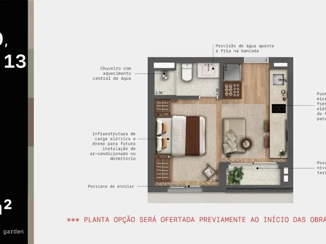 Imagem 3: Lisbô Pinheiros | Construtora Benx | Lançamento | 41 Metros | 01 Suíte | Lavabo com Varanda